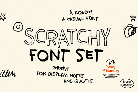 Scratchy Font Set - Rough Textured Handwriting