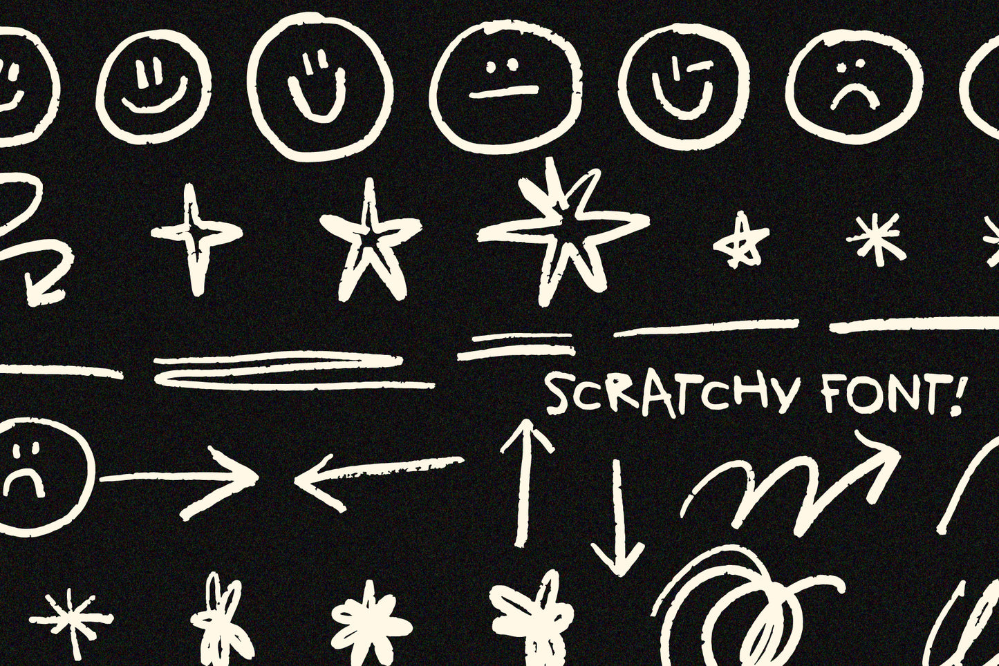Scratchy Font Set - Rough Textured Handwriting