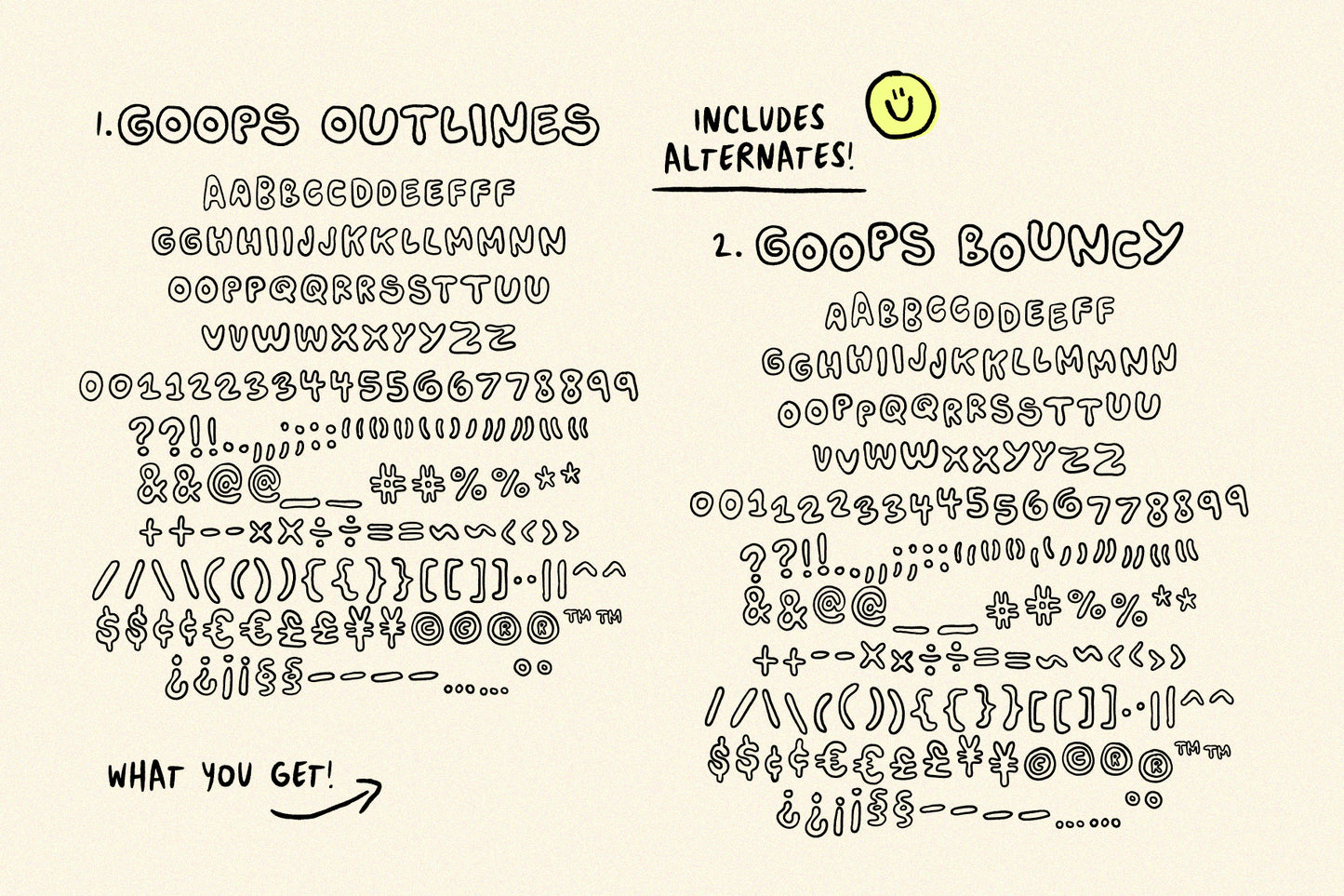 Goops Outlines - Handwritten Font