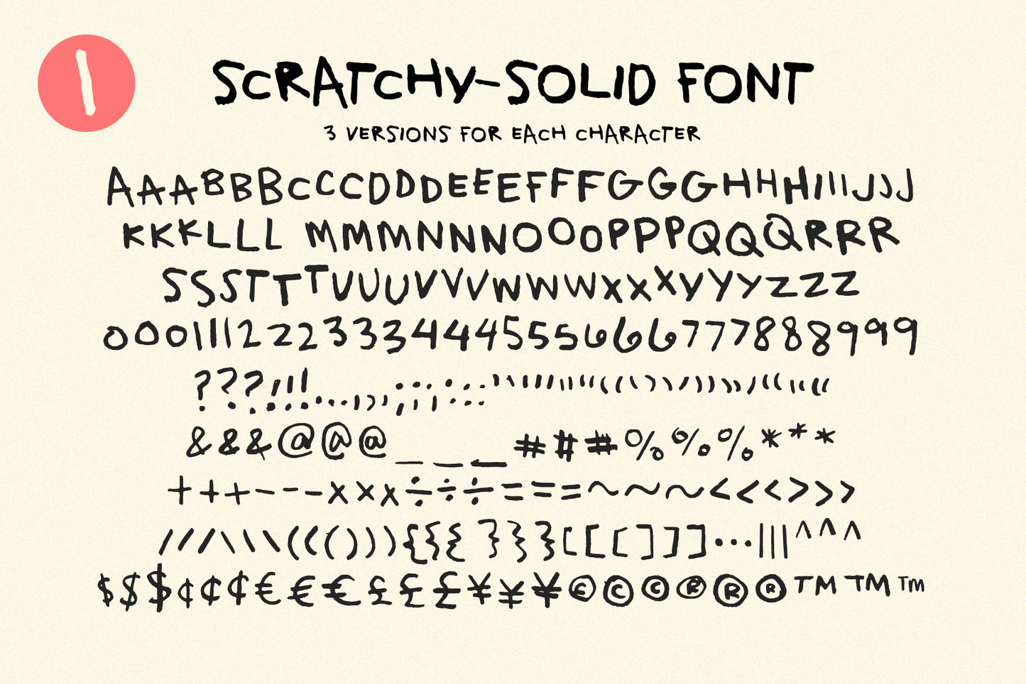 Scratchy Font Set - Rough Textured Handwriting