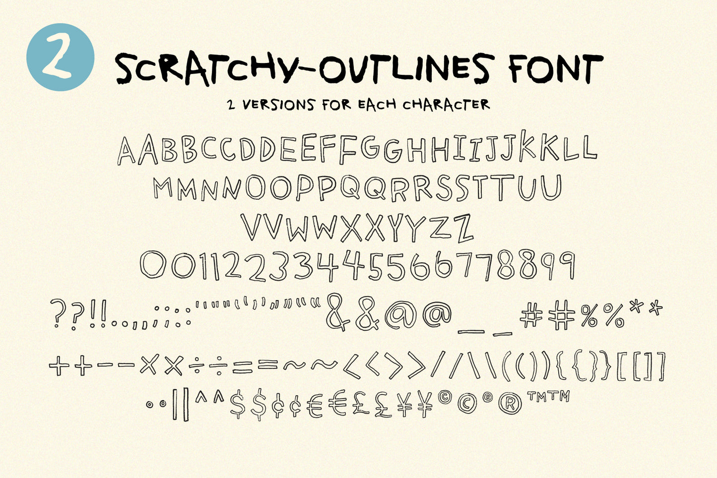 Scratchy Font Set - Rough Textured Handwriting