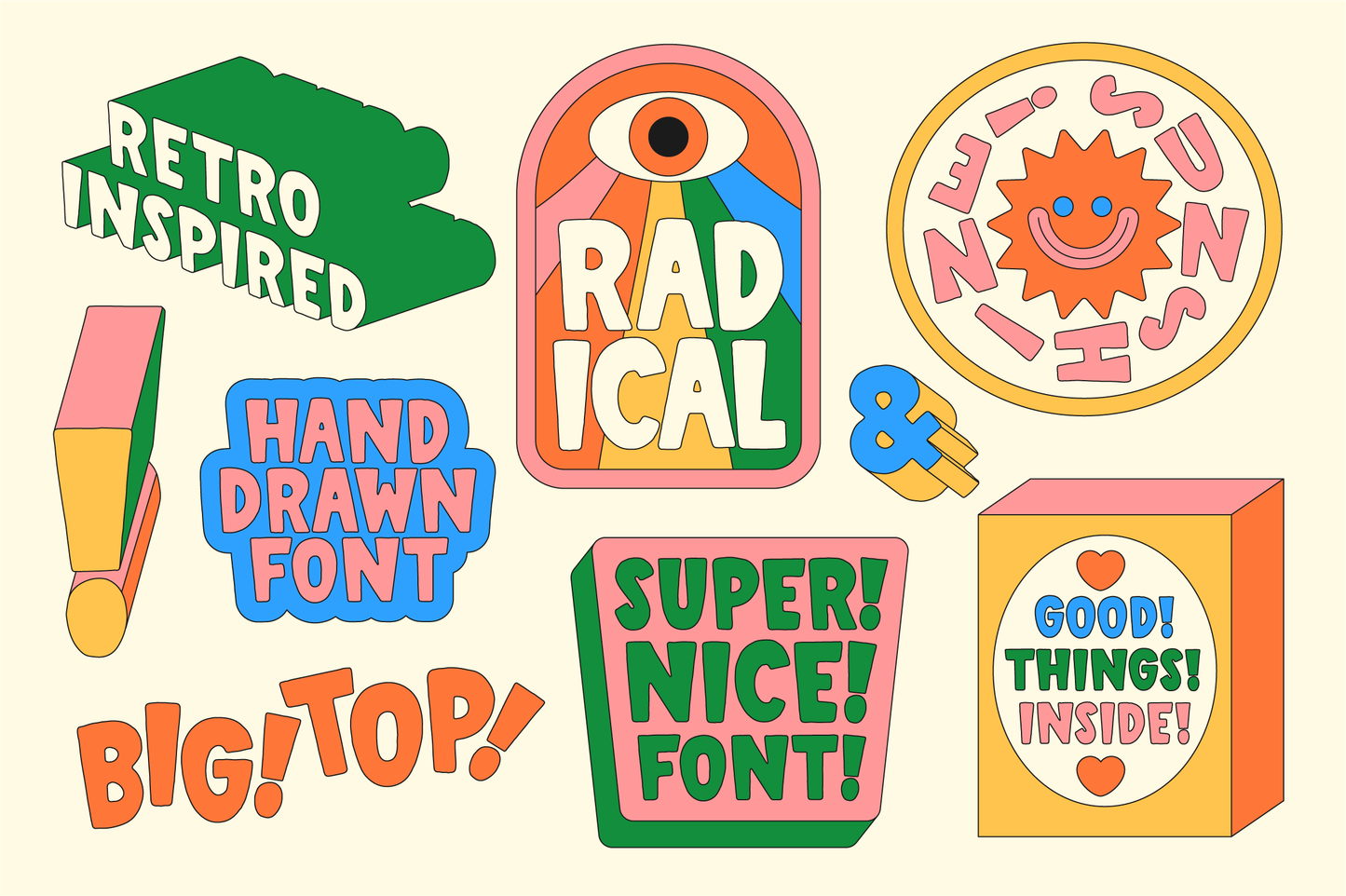 Very Font Family - Unique Retro Hand-lettered