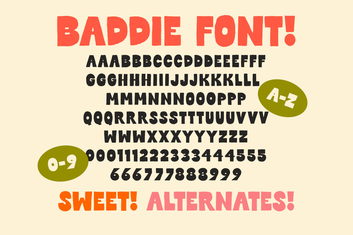 Baddie - Reverse Contrast Handmade Font