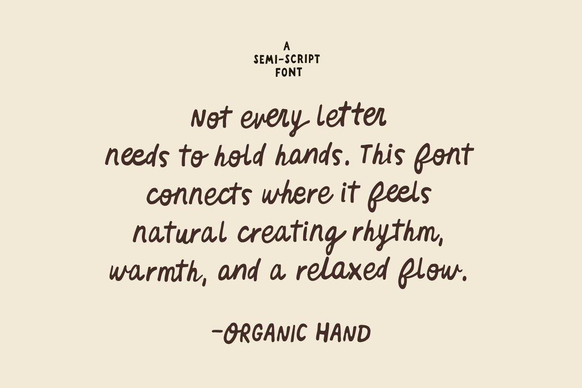 Organic Script Organic Hand - Semi-script Font – Hello Funshop