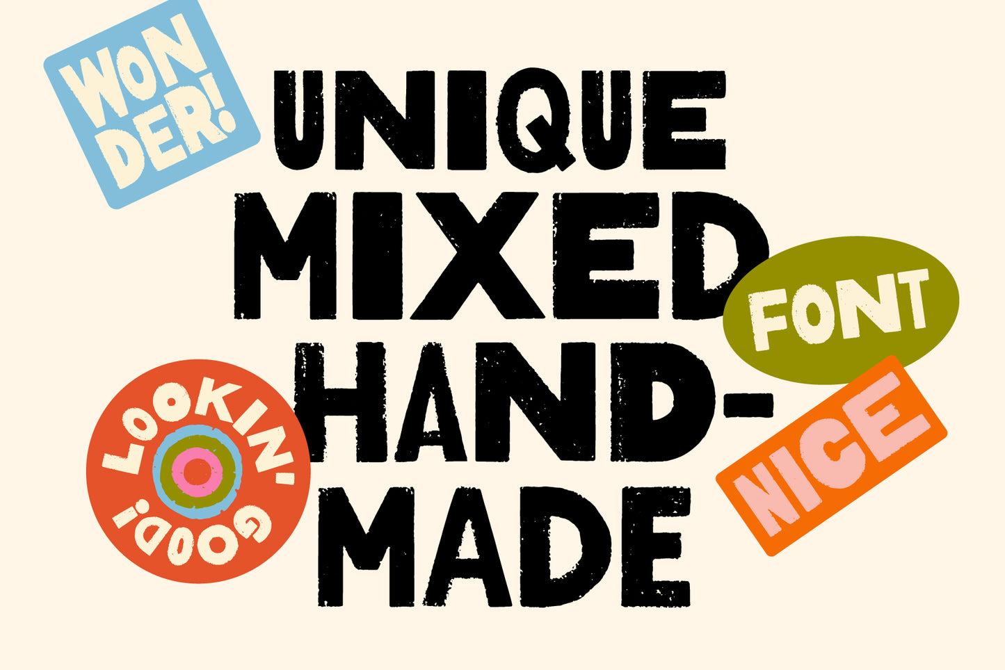 Mixed Font - Bold Textured Hand-lettered Sans