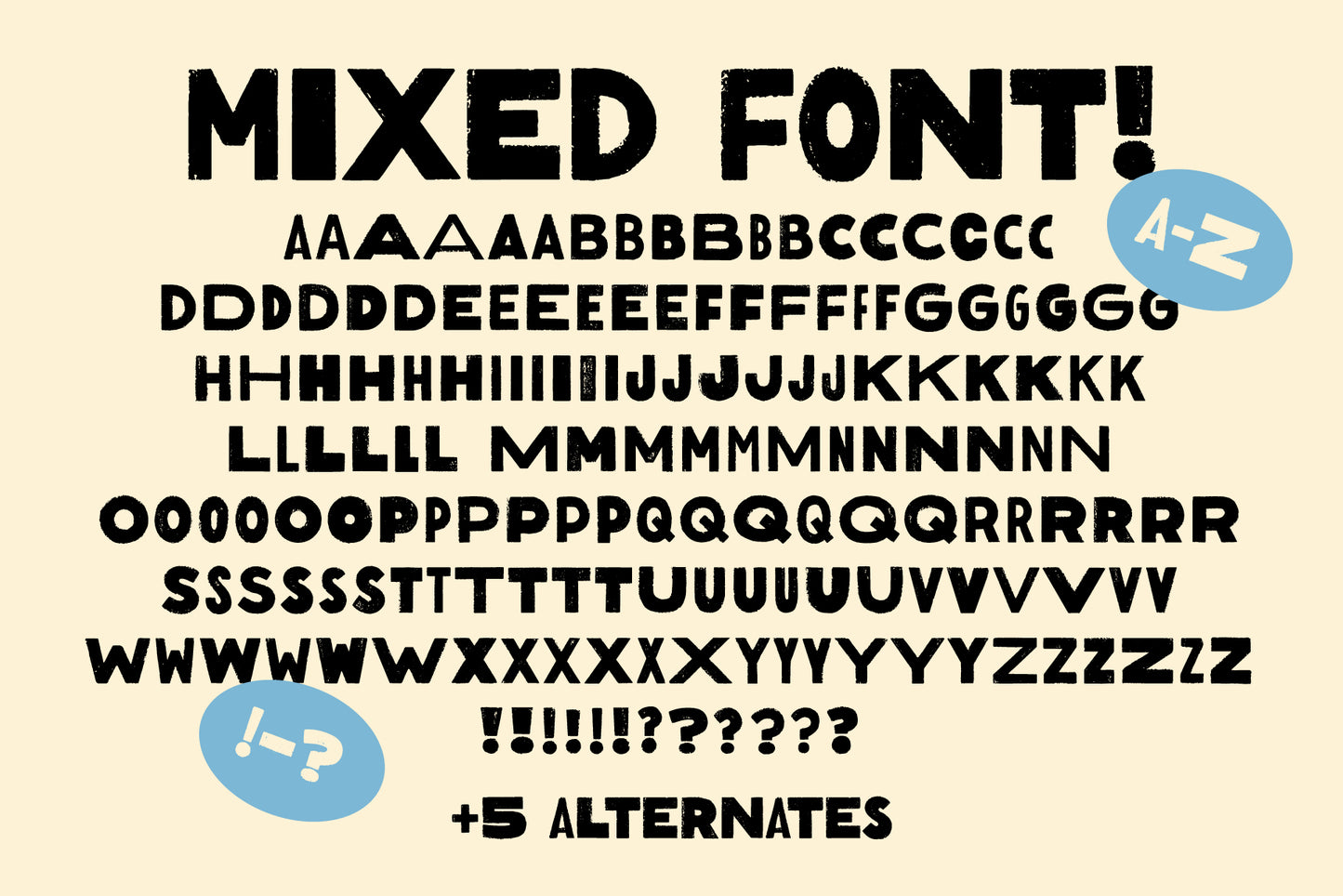 Mixed Font - Bold Textured Hand-lettered Sans